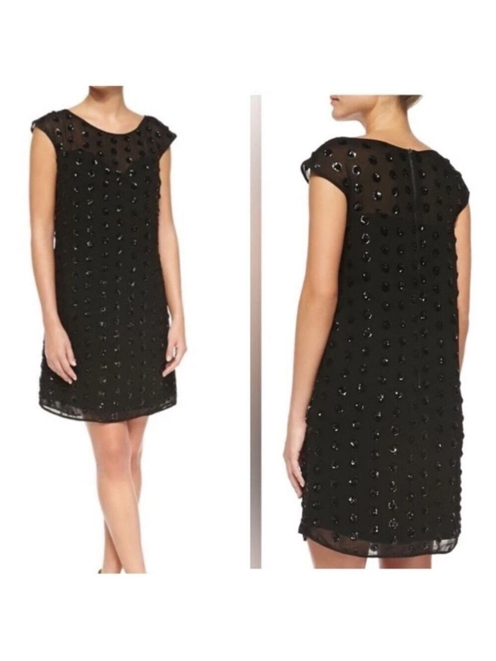 Milly Black and Silver Embellished Sheath Mini Dress